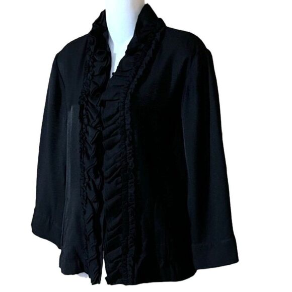 NWOT Chico's Ruffled Front Blazer Black Jacket Size 2 - Picture 5 of 12